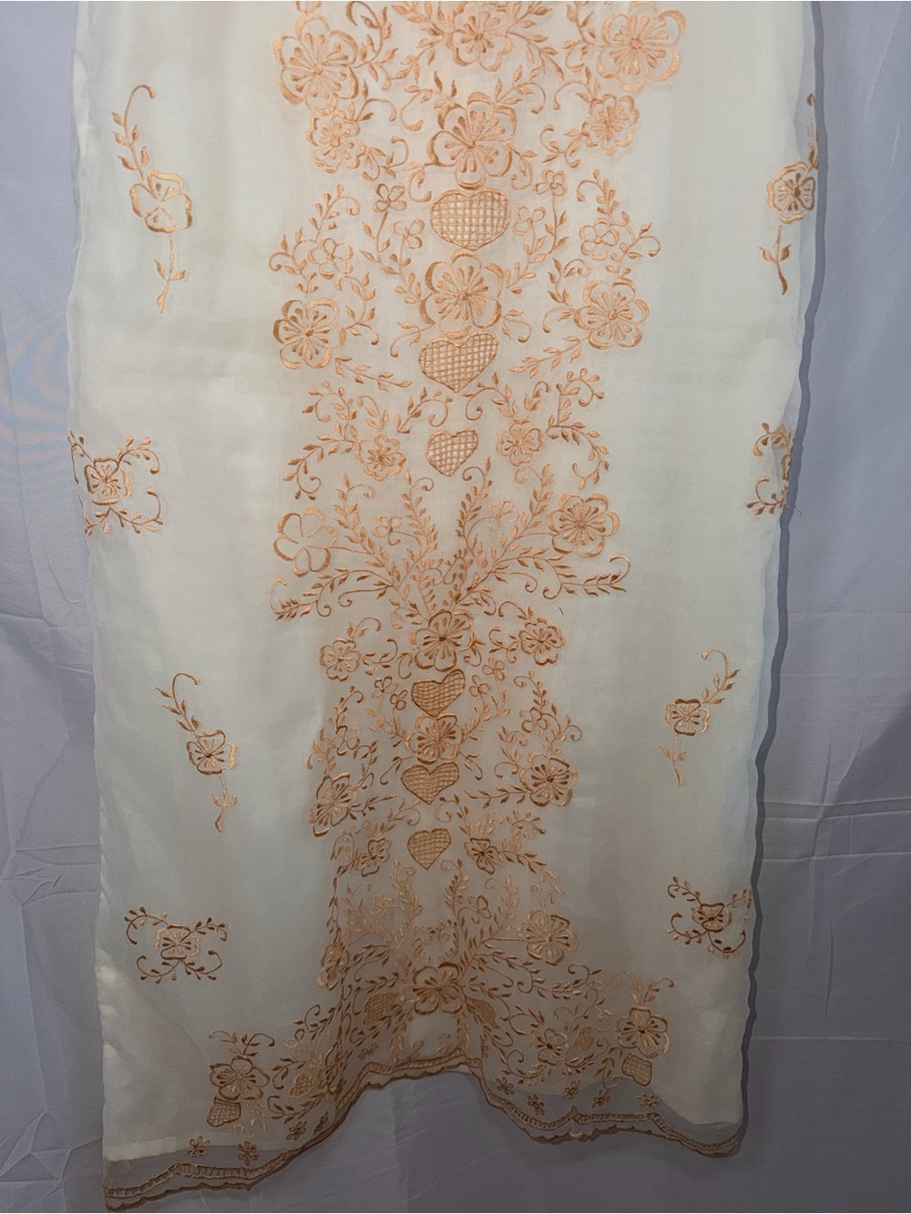 Traditional Filipiniana Dress Ivory with gold embroidery - Picture 3 of 16